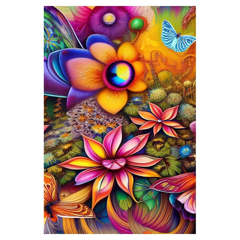 Fleurs et papillon