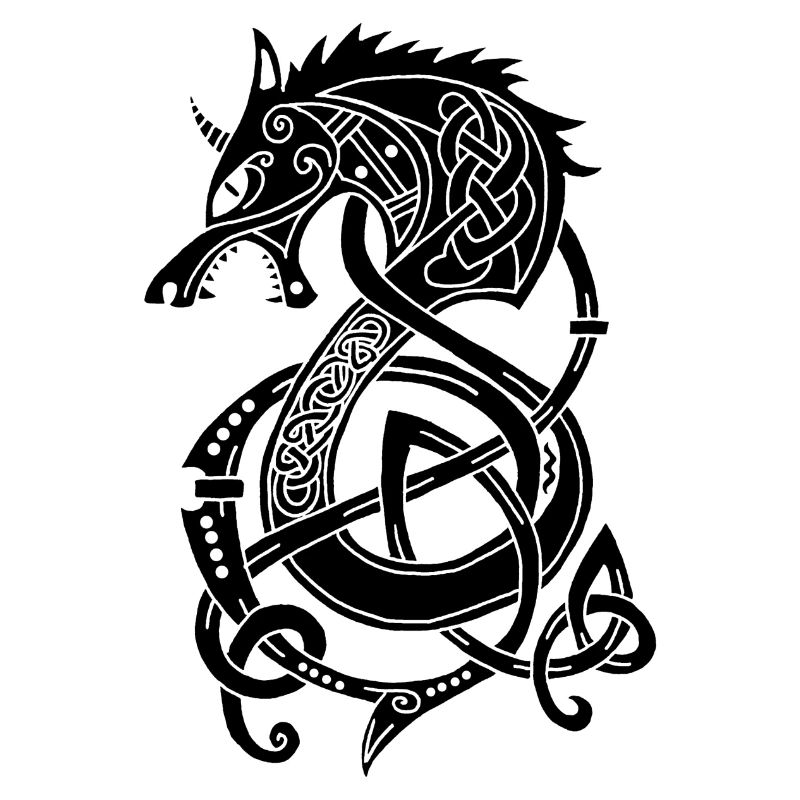 Wikingerwolf Drache (schwarz)