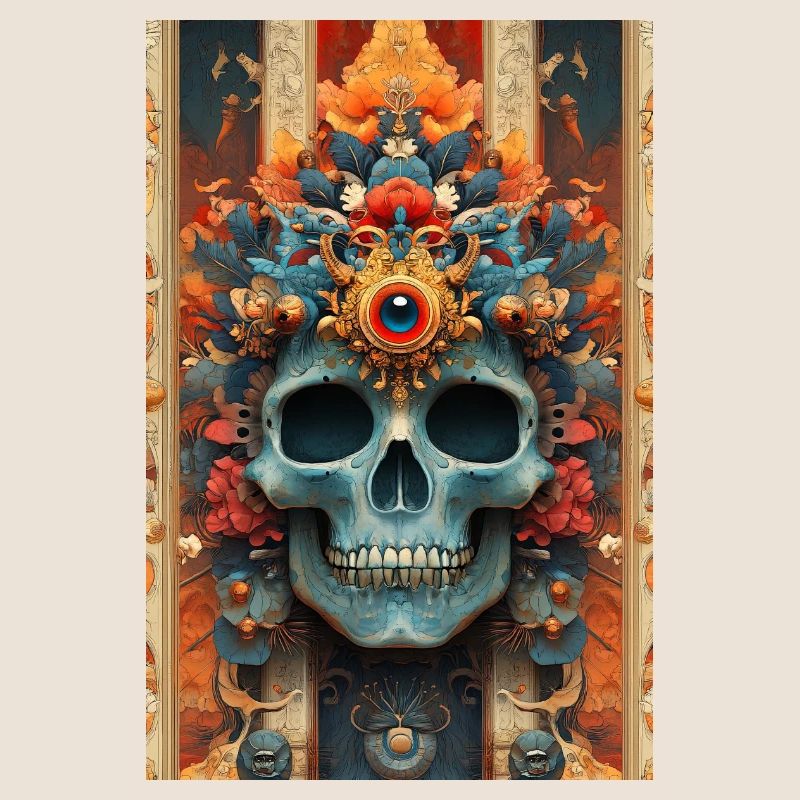 Flower Crown Skull with Third Eye