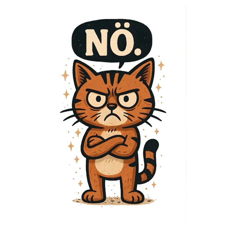 Drôle de chat avec un dicton effronté Non
