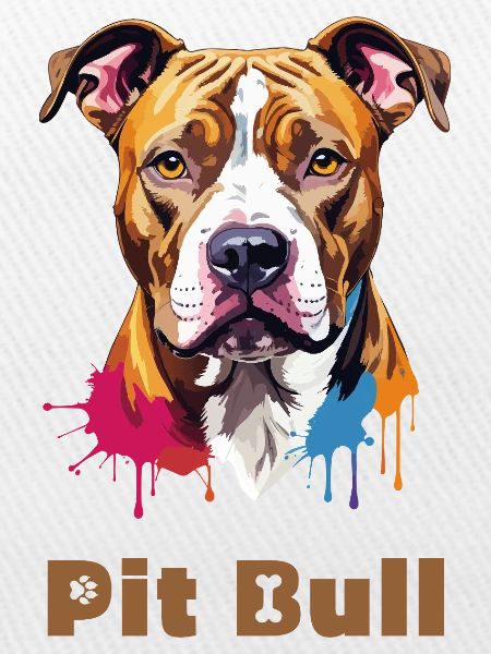 Pitbull Portrait mit Farbspritzern
