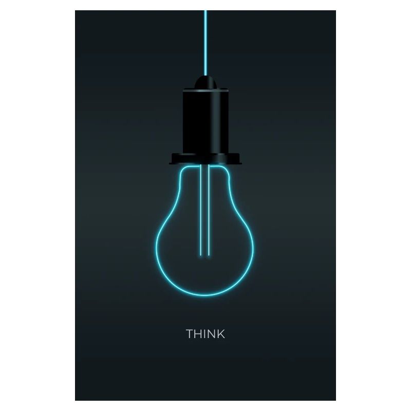 Pensez – Idée créative au néon en bleu électrique