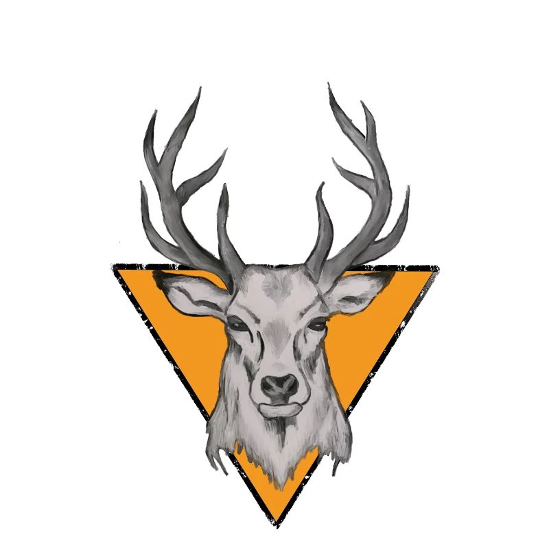 Deer head in orange triangle