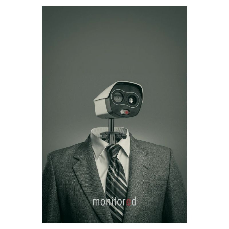 Affiche d’art de surveillance numérique surveillée
