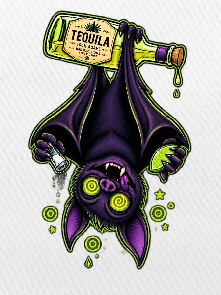 Tequila-Bat im Neon-Grün