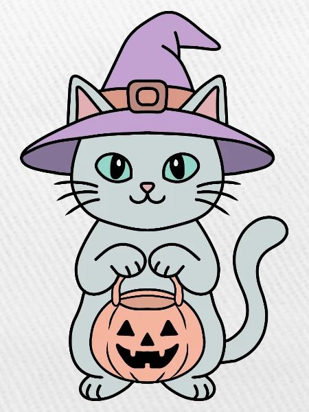Kürbis-Halloween-Hexenkatze