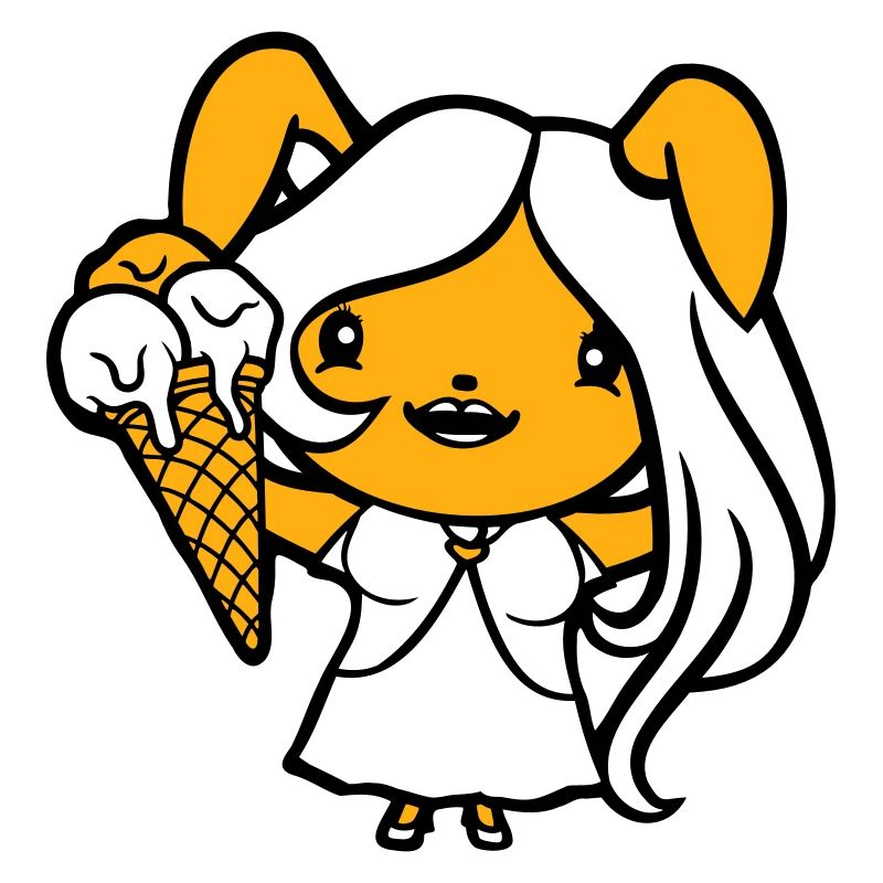 Hase isst Eis Waffel Eiscreme lecker Mädchen Frau