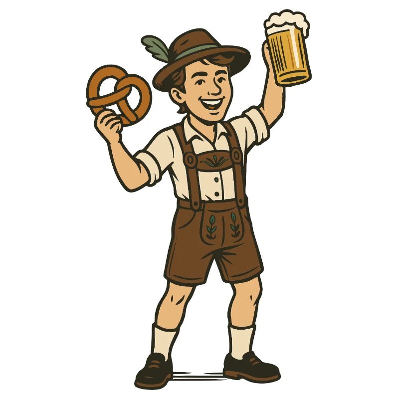 Junger Biertrinker in Lederhosen