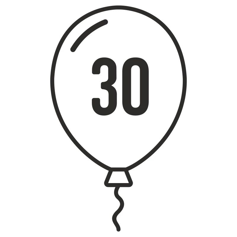 Ballon numéro 30 – Conception d’anniversaire rond