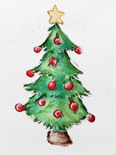 Aquarell-Weihnachtsbaum-Ornamente