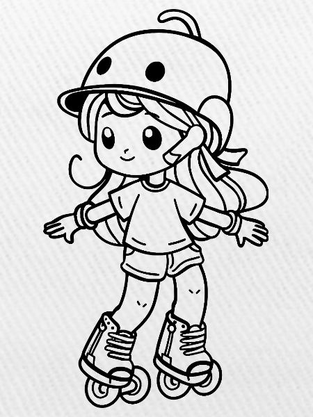 Roller Skating Mädchen Cartoon