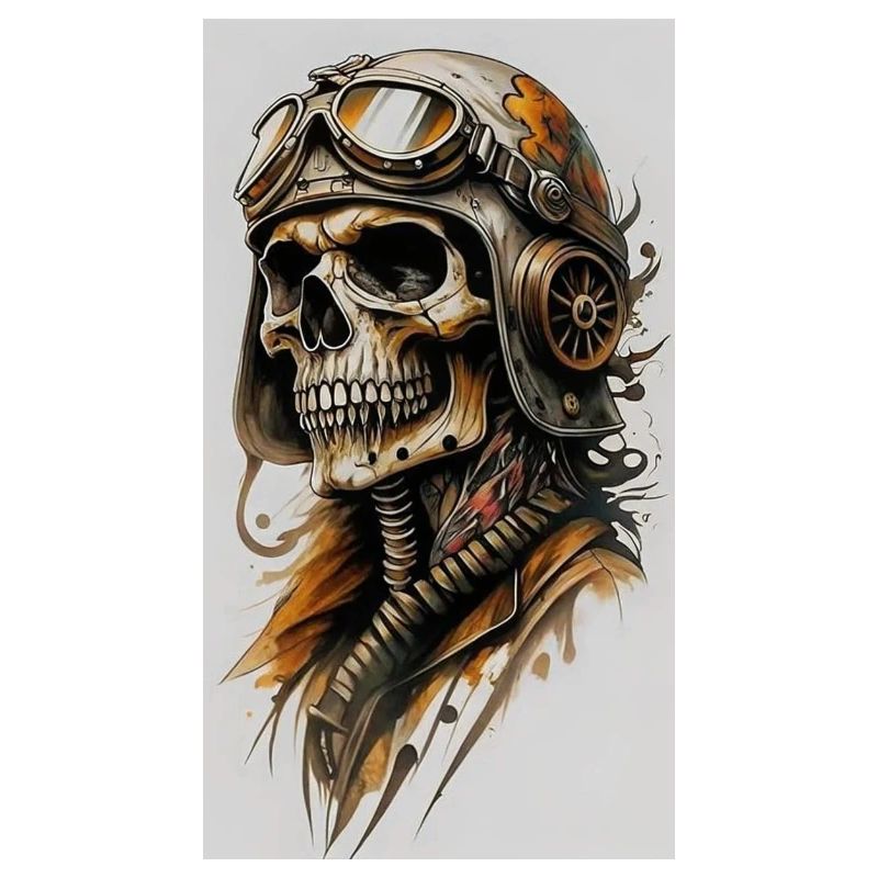 Skeleton pilot in steampunk style