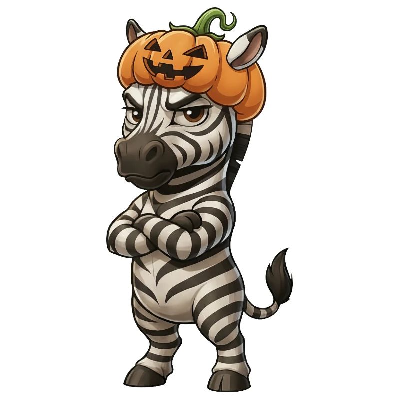 Grim Zebra Halloween Pouting Arms