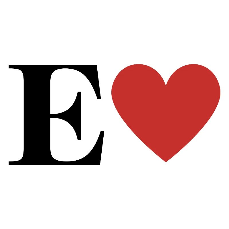 Letter e red heart