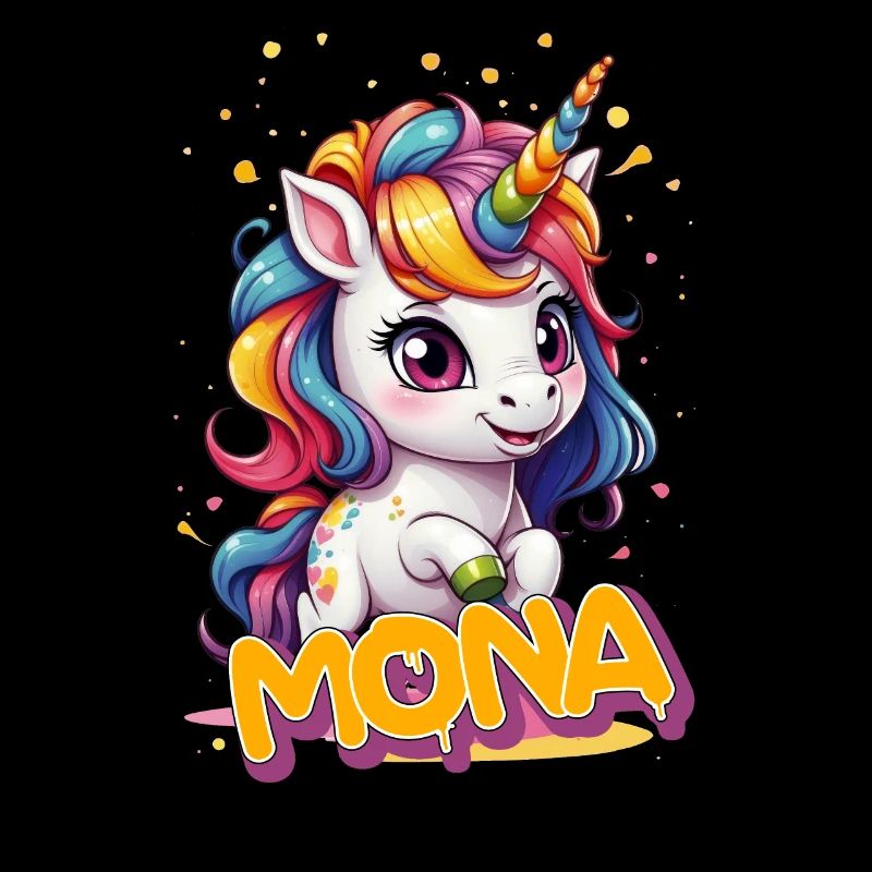 MONA - Schöner Mädchen Name mit süßem Einhorn