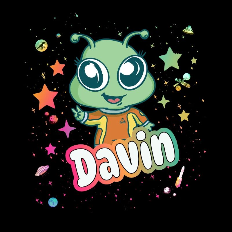 DAVIN - Beau nom de garçon avec un extraterrestre mignon