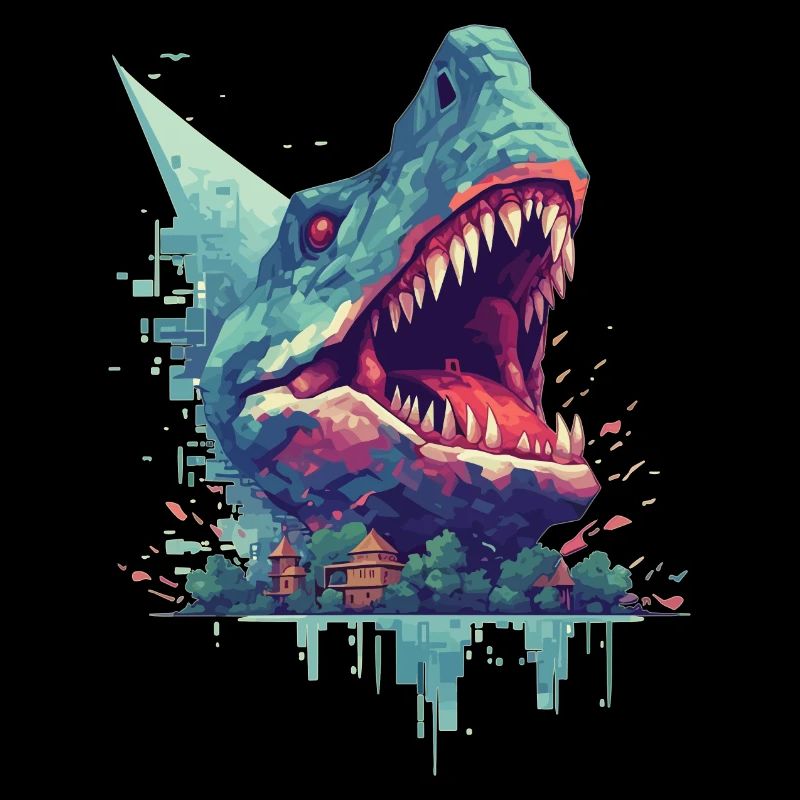 Pixel Dino Dinosaurier Gamer Design