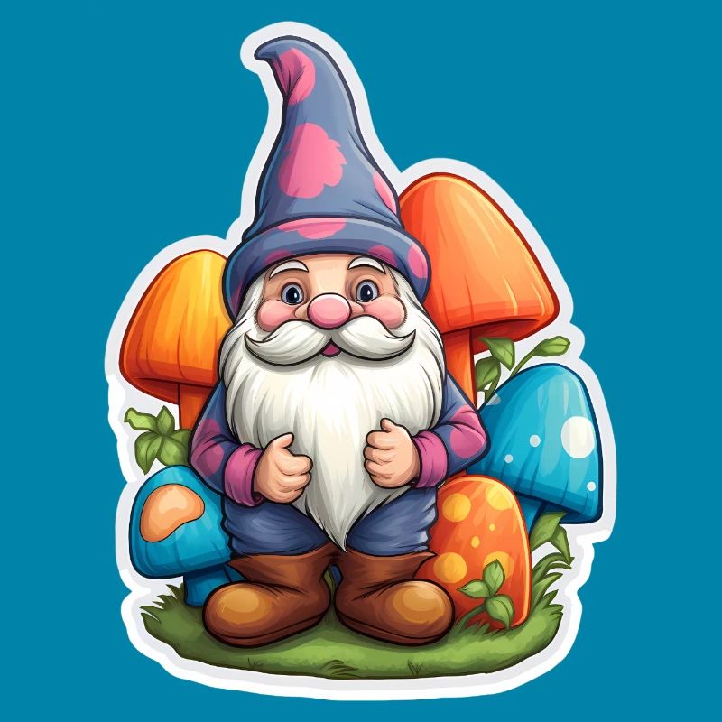 Dwarf surrounded by mushrooms