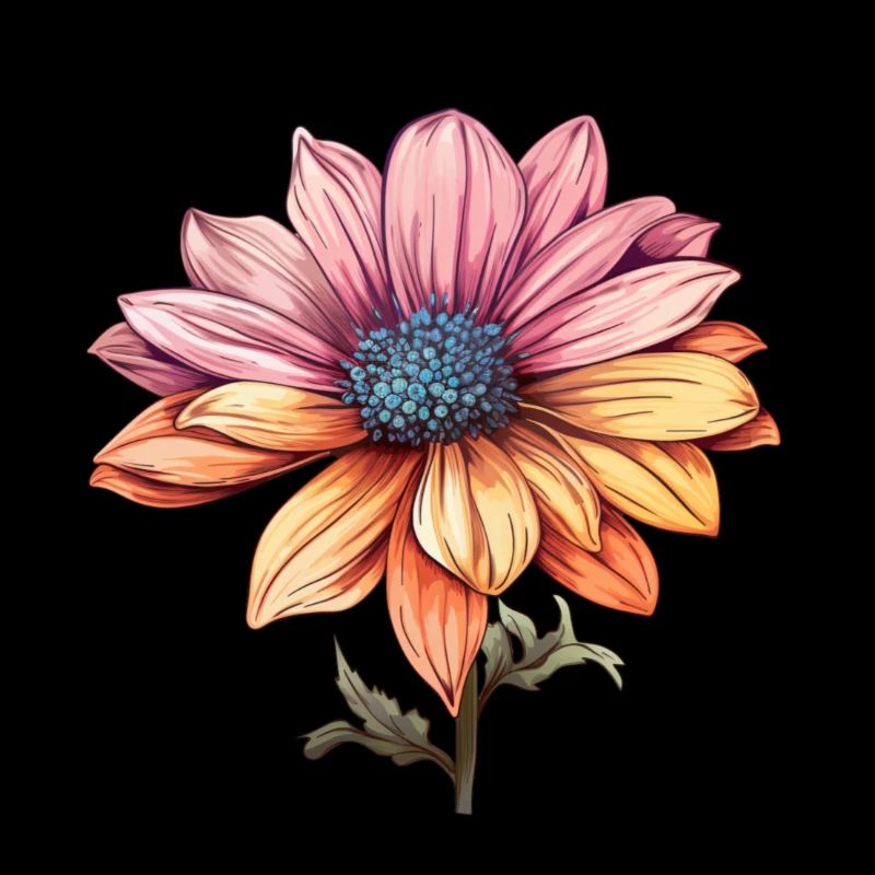 Belle fleur avec un accent rouge et jaune