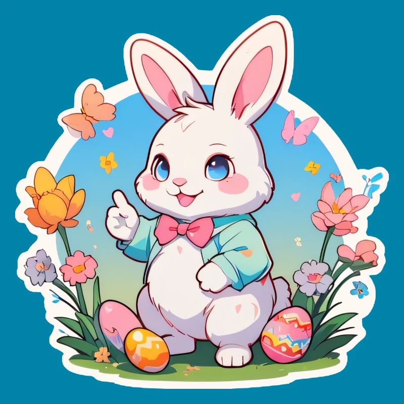 Easter bunny walking in the spring sun