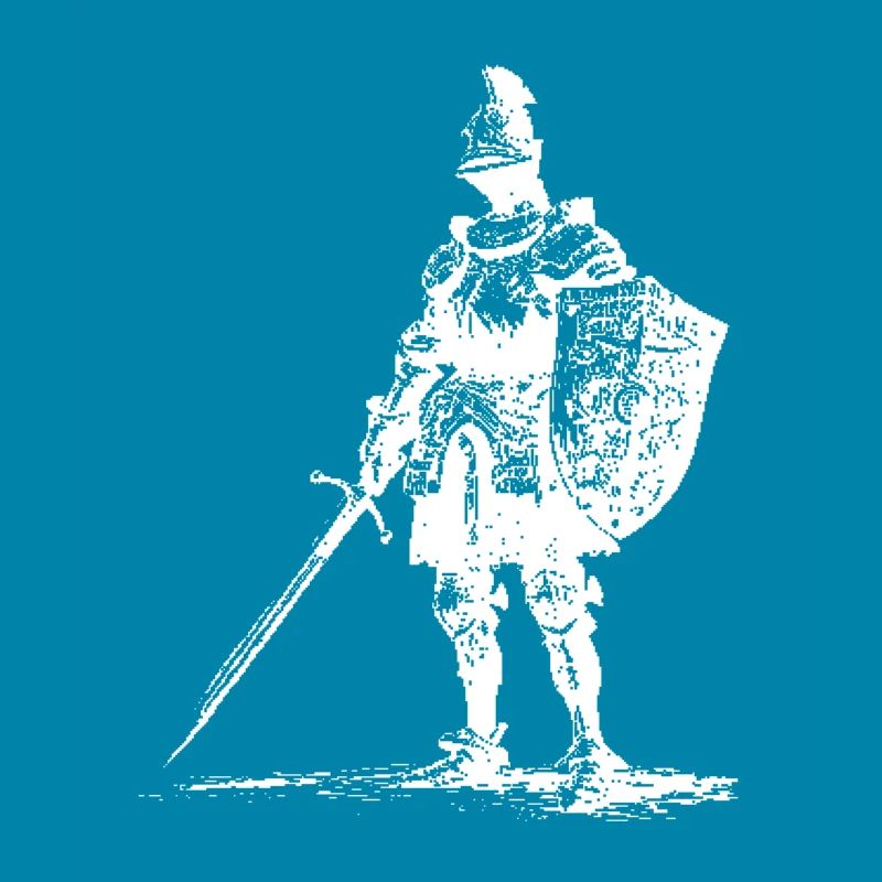 Silhouette de chevalier avec épée et bouclier