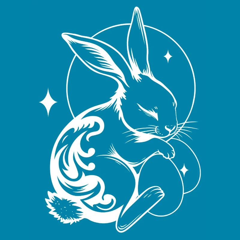 Sleeping Easter Bunny with Tribal and Eggs