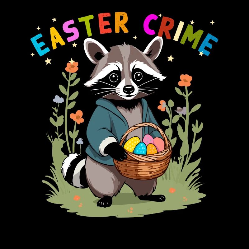 Funny Raccoon Easter Bunnies & Easter Eggs Design