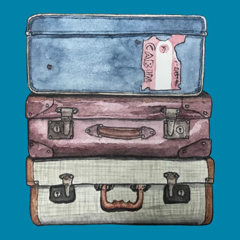 Suitcase stack with 3 old suitcases