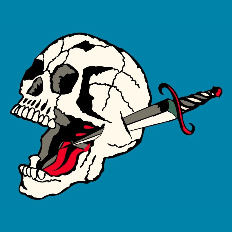 Schädel durchbohrt Todesknospendolch der alten Schule