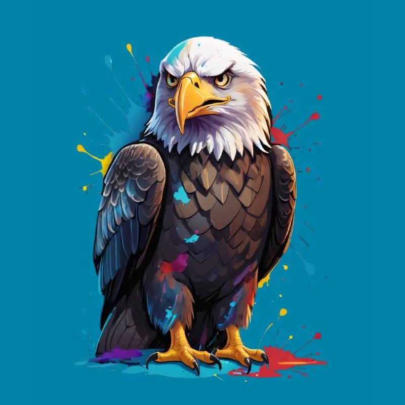 Colorful eagle with paint splashes