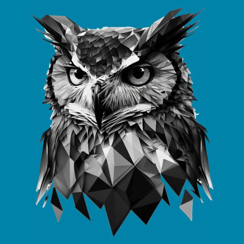 Polygon-Eule in Schwarz-Weiß – Vogelkunst