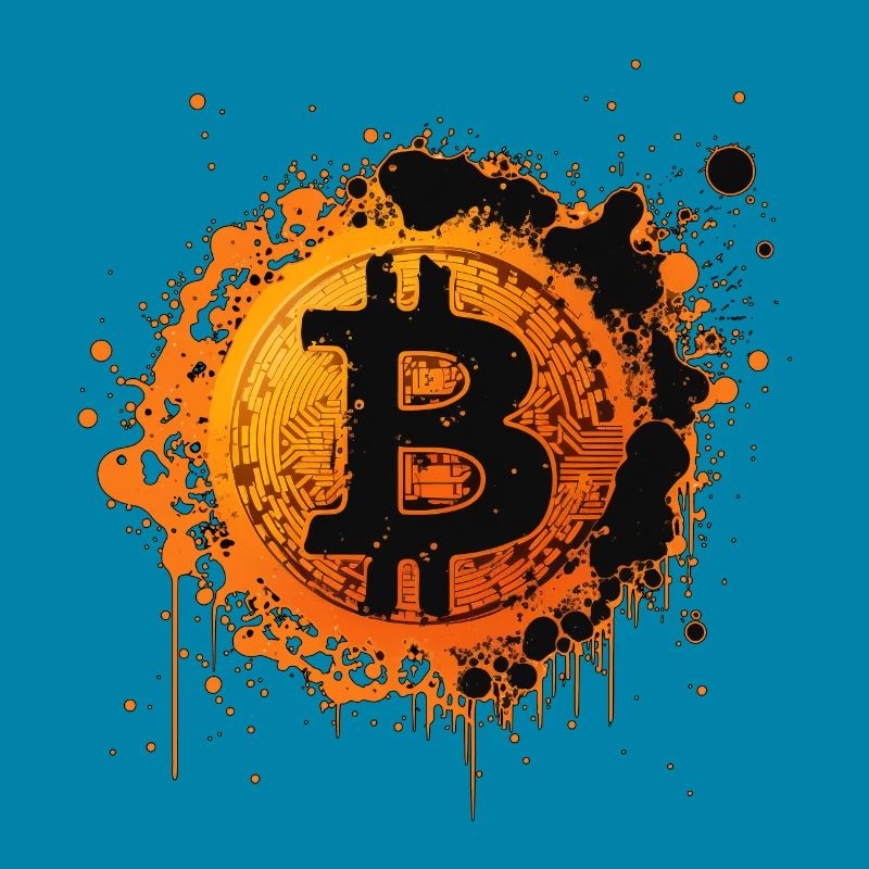 Éclaboussures de Bitcoin Graffiti Orange