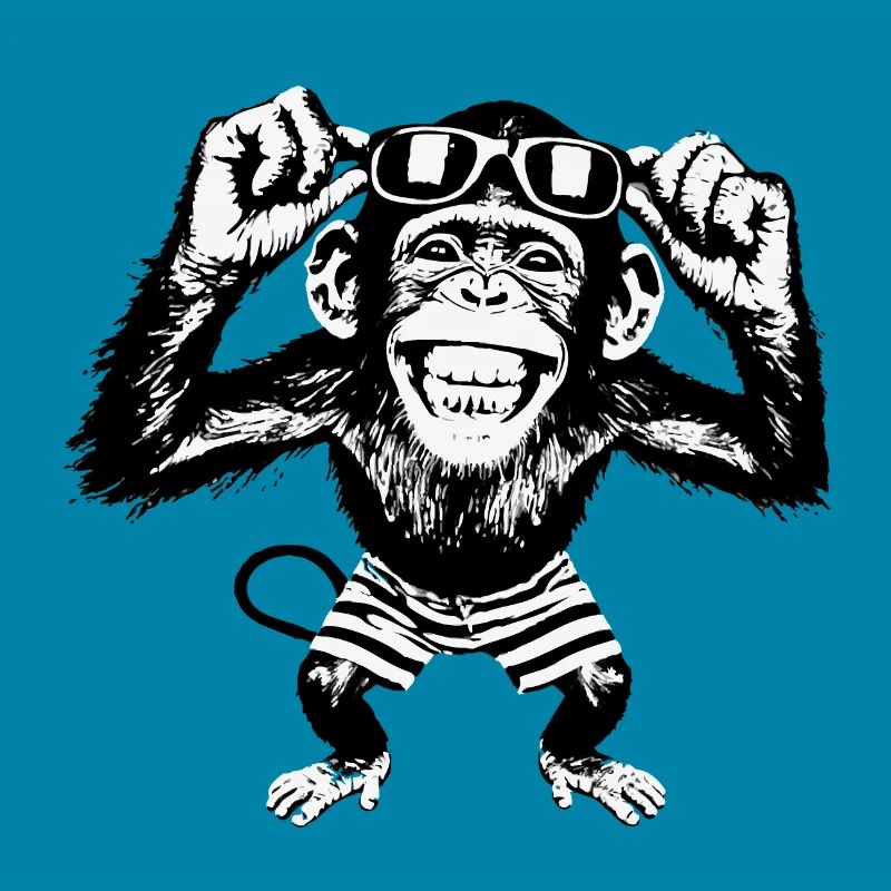 Grinsender Affe mit Sonnenbrille