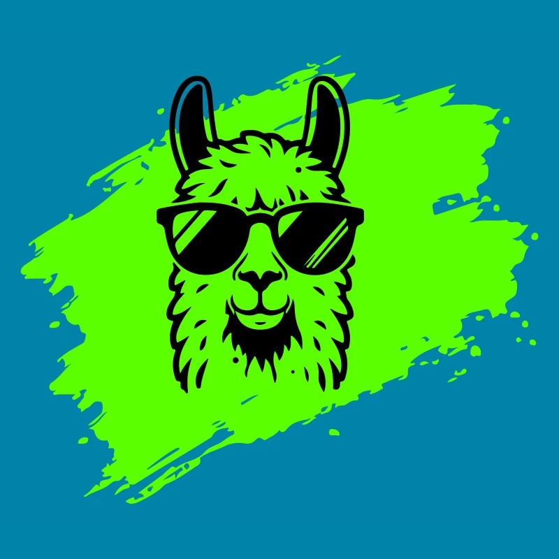 Lama oder Alpaka mit Sonnenbrille im Neonstil