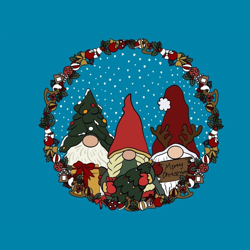 Wichtel  im Weihnachtskranz