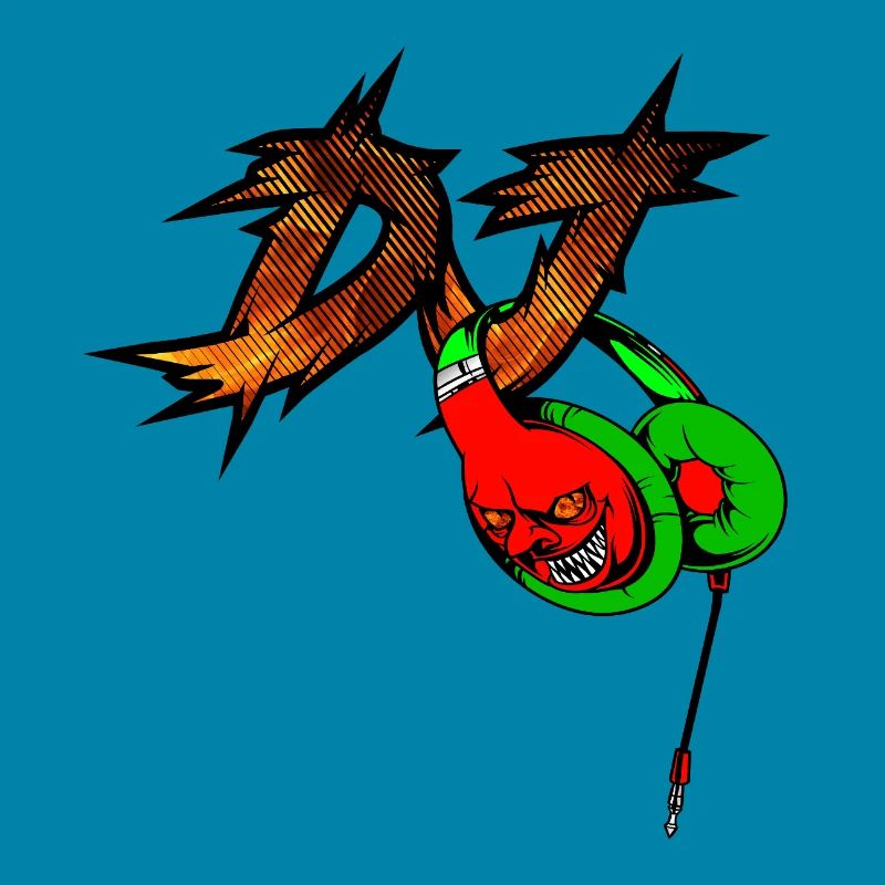 Neon Devil mit Kopfhörer DJ