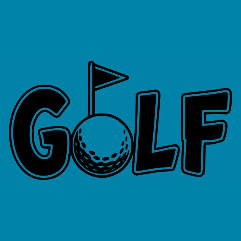 Lettrage de golf avec balle de golf et drapeau de golf