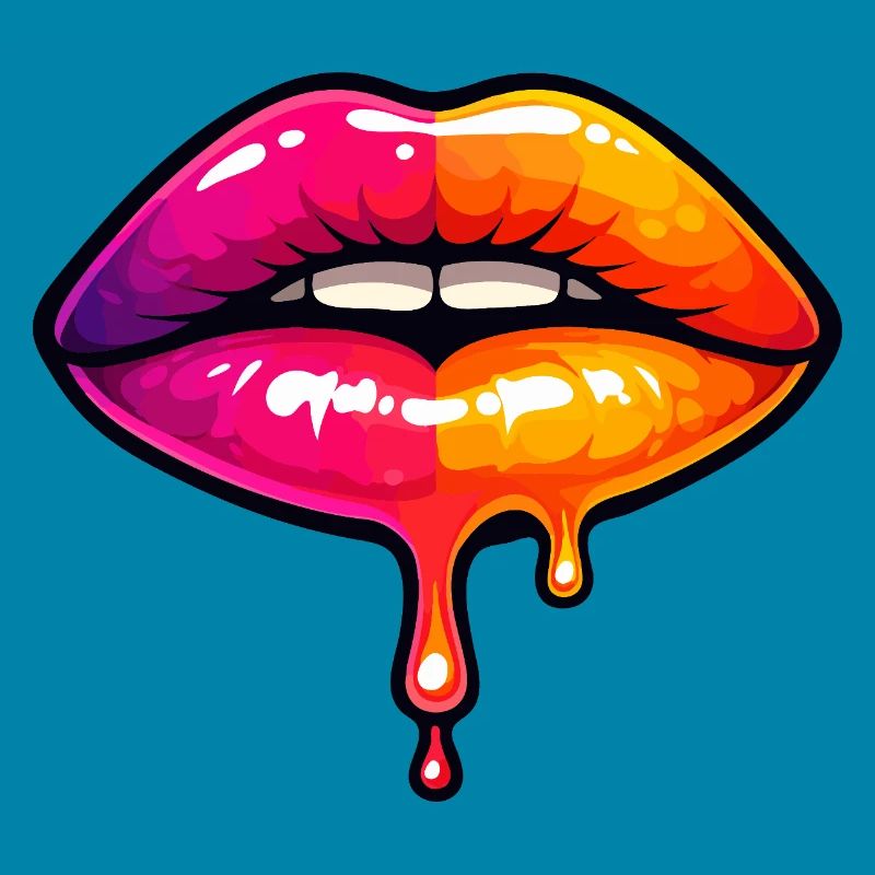 Dripping Neon Lips
