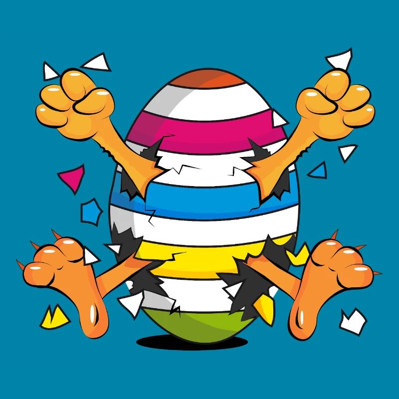 Poussin drôle dans un motif de dessin animé Easter Egg