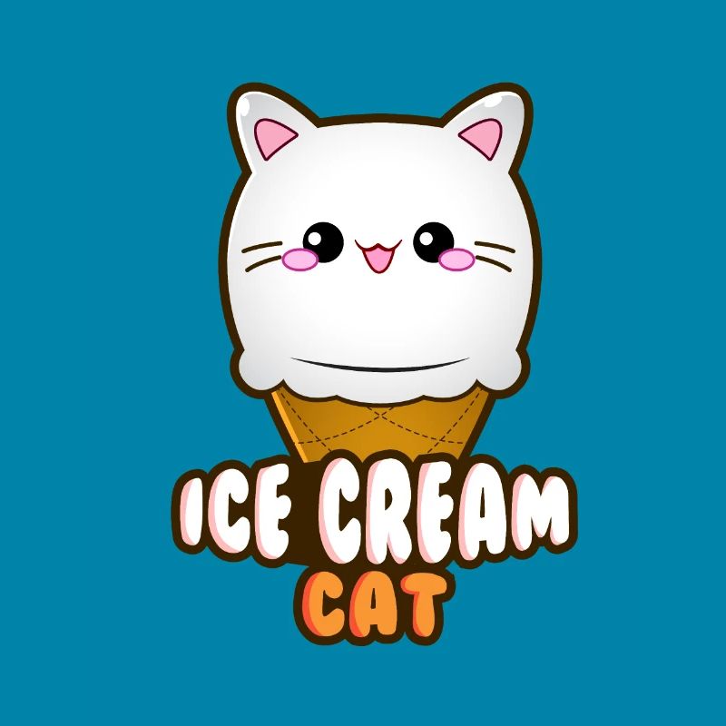 Ice Cream Cat Eiscreme Eis Katze Vanille Eiskugel