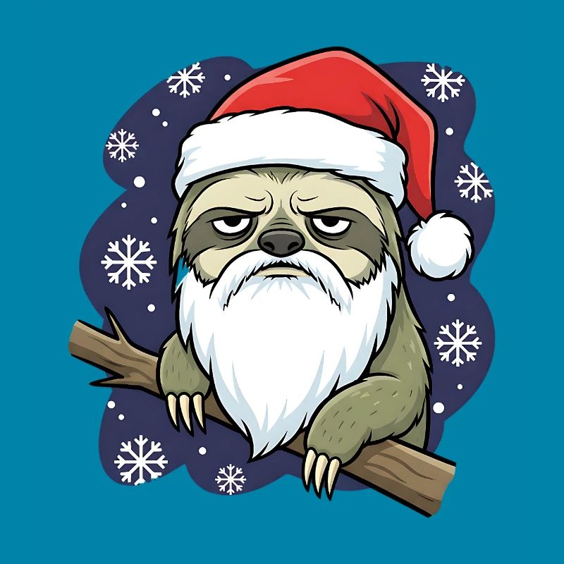 Funny Christmas Sloth Santa Grumpy