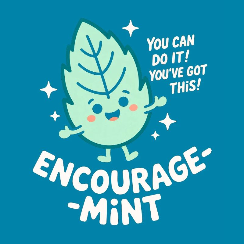 Encourage-Mint Cute Pep Talk Leaf Pun