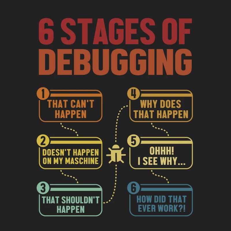 6 Stages of Debugging Softwareingenieur Coder