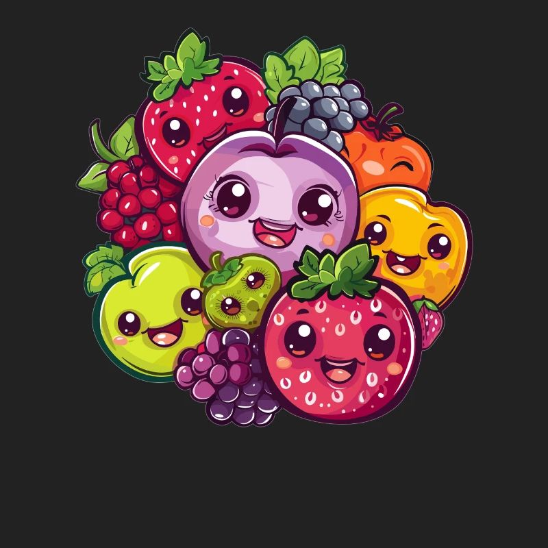 Fruit faces in a circle