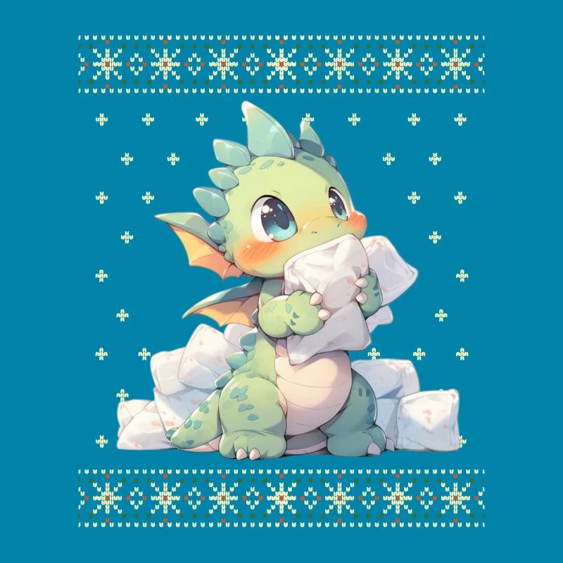 Dragon kawaii dans le style pull de Noël moche