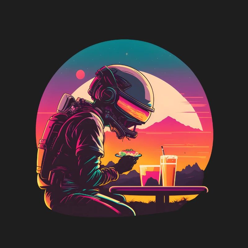 Dîner spatial des astronautes Synthwave