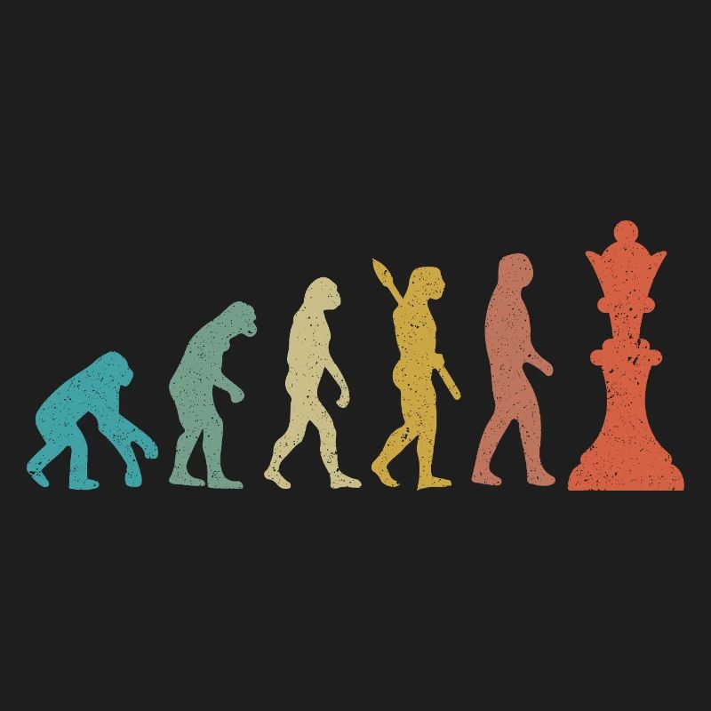 Evolution from Man to King Chess Humor