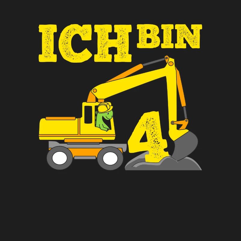 Geburtstagsgeschenk 4. Geburtstag Dino & Bagger