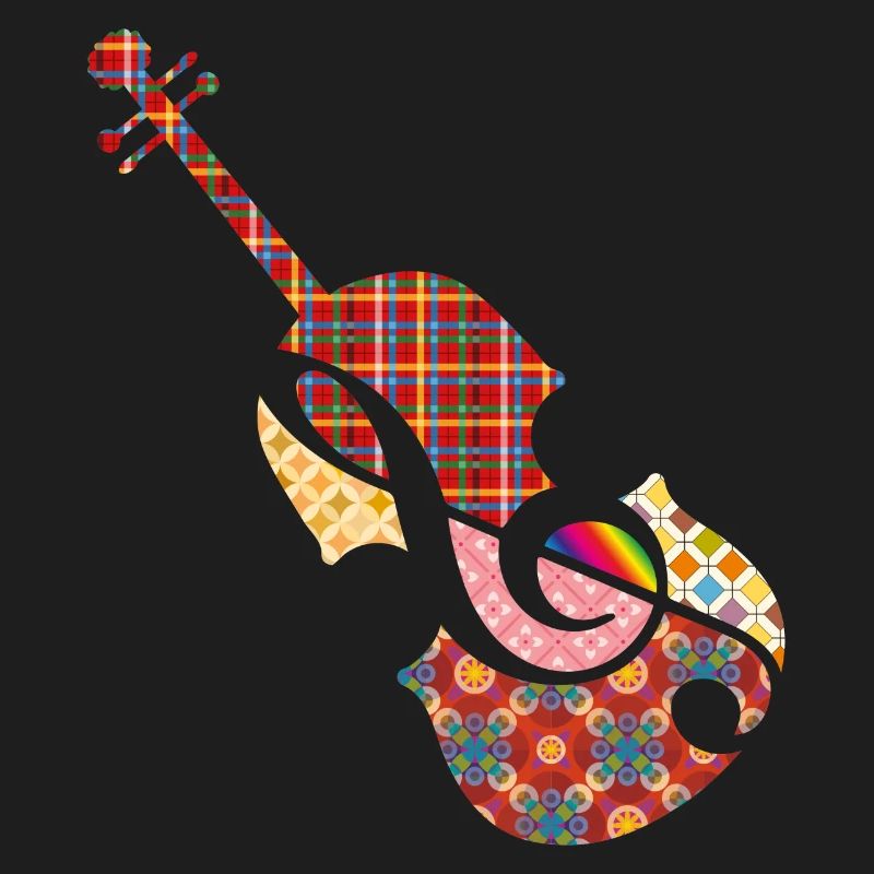 beau violon patchwork avec clé de sol