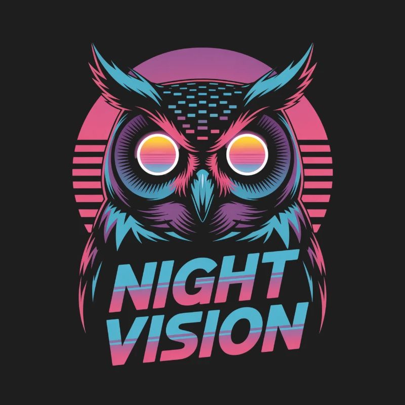 Night Vision Eule Retro Synthwave Nacht